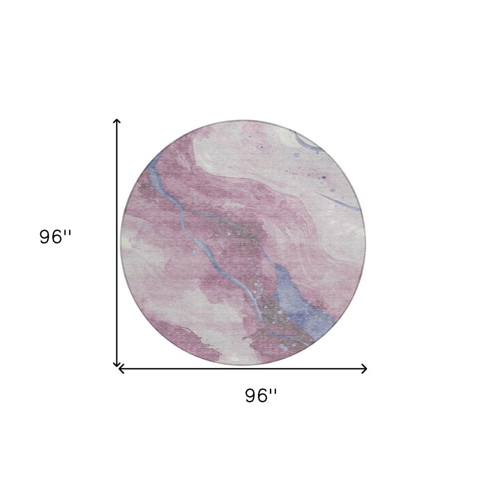 3' X 5' Mauve And Pink Abstract Washable Indoor Outdoor Area Rug