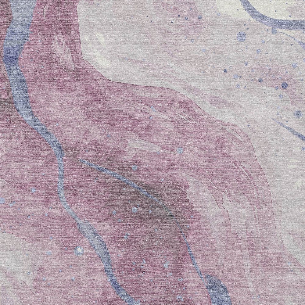 3' X 5' Mauve And Pink Abstract Washable Indoor Outdoor Area Rug