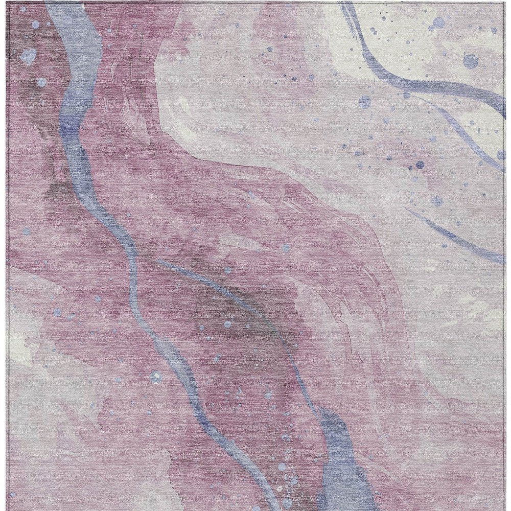 3' X 5' Mauve And Pink Abstract Washable Indoor Outdoor Area Rug