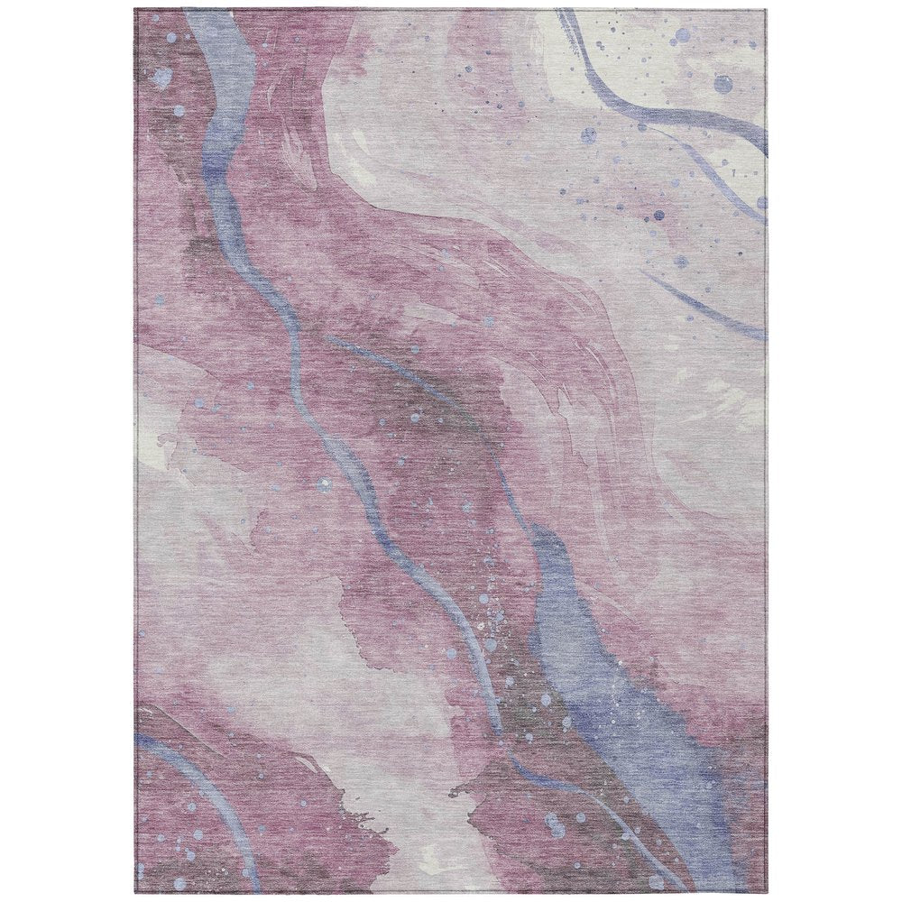 3' X 5' Mauve And Pink Abstract Washable Indoor Outdoor Area Rug