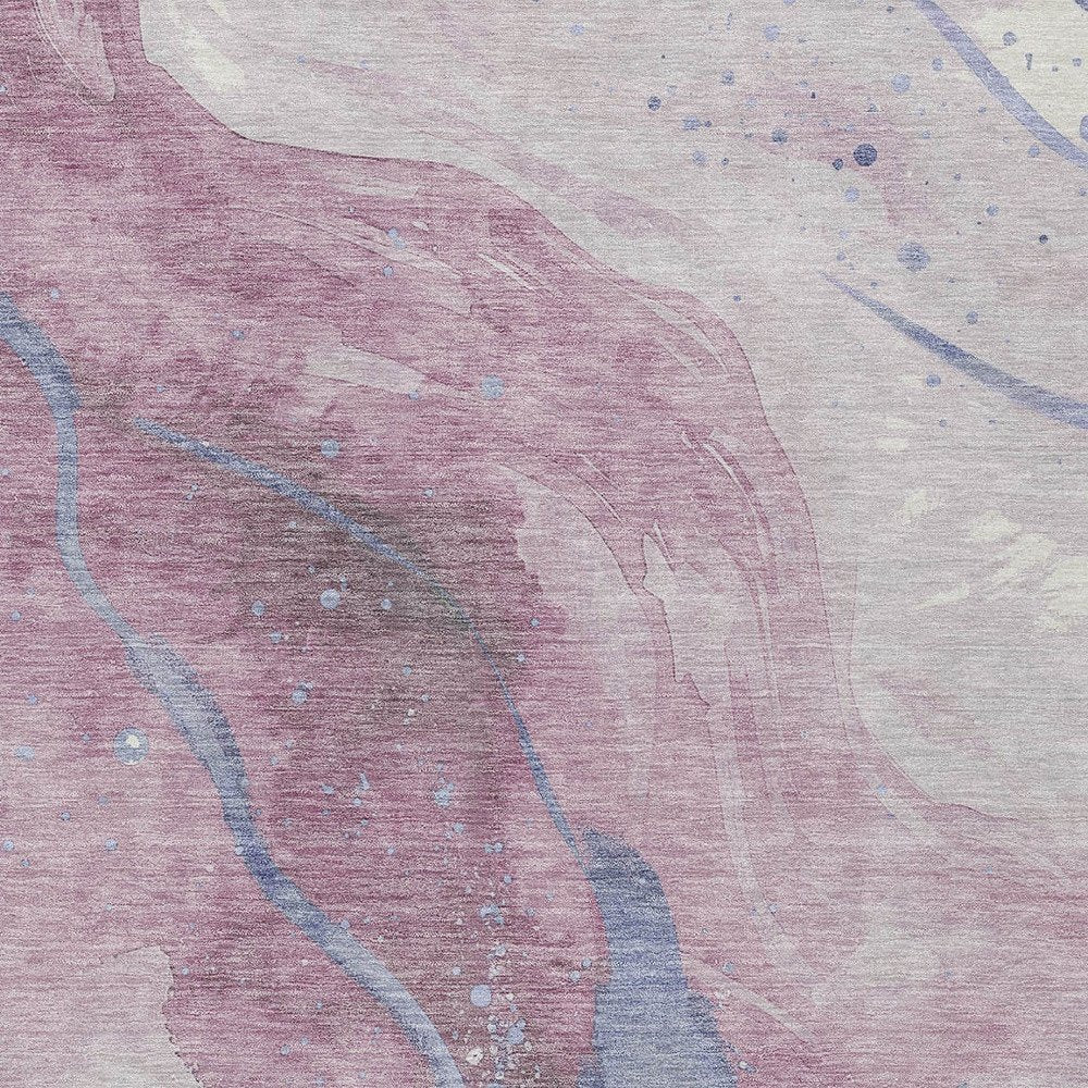3' X 5' Mauve And Pink Abstract Washable Indoor Outdoor Area Rug