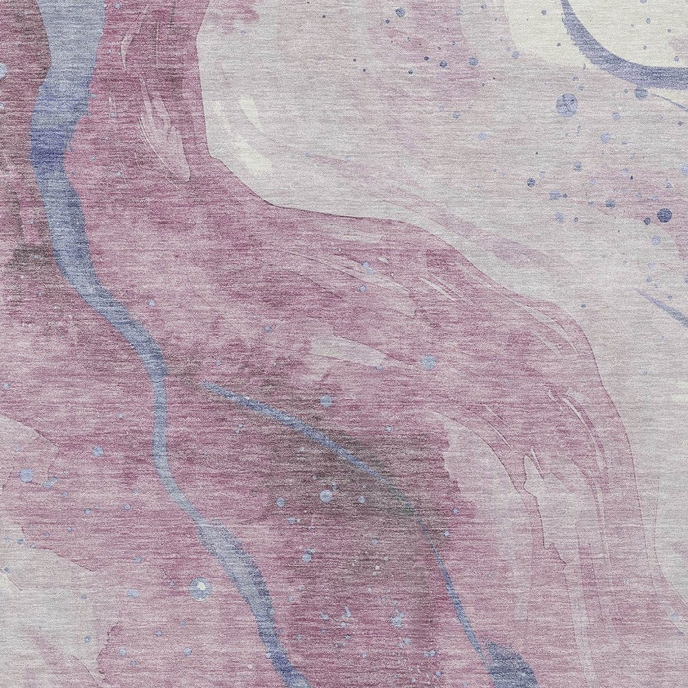 3' X 5' Mauve And Pink Abstract Washable Indoor Outdoor Area Rug