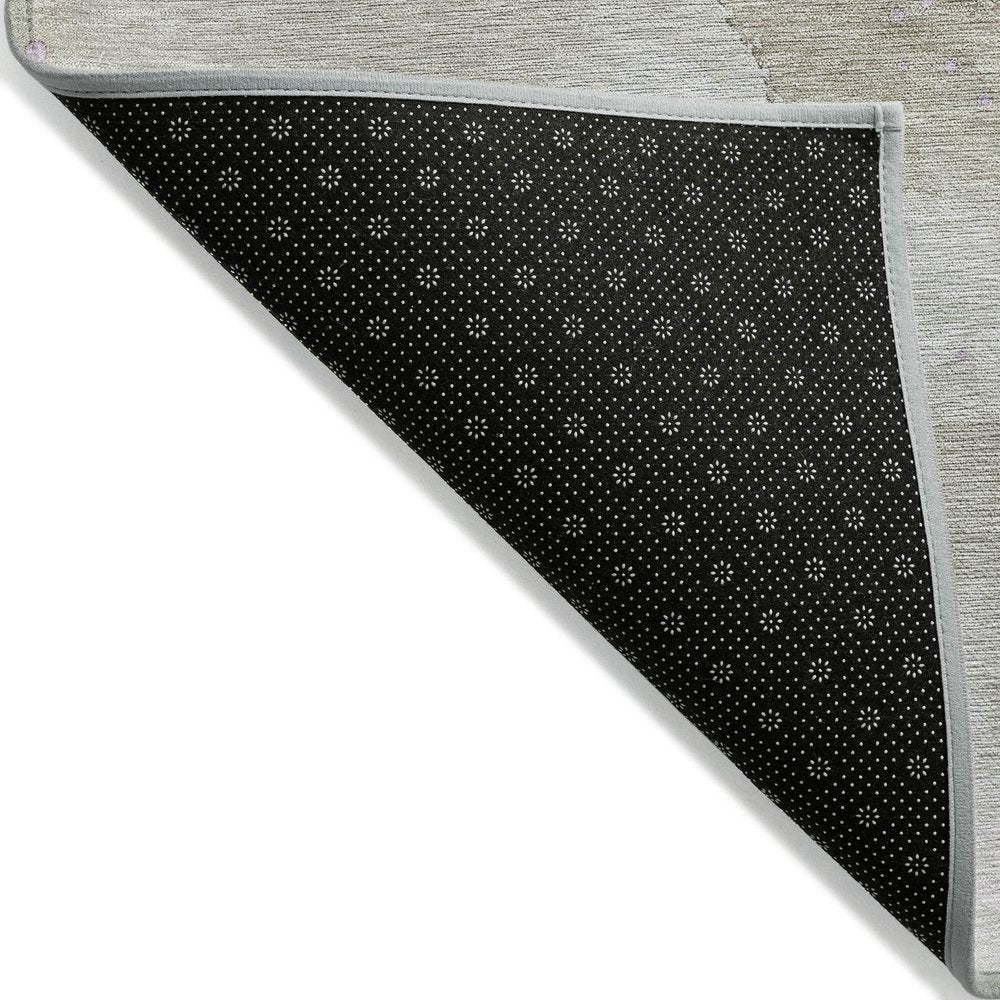 3' X 5' Taupe And Lavender Abstract Washable Indoor Outdoor Area Rug