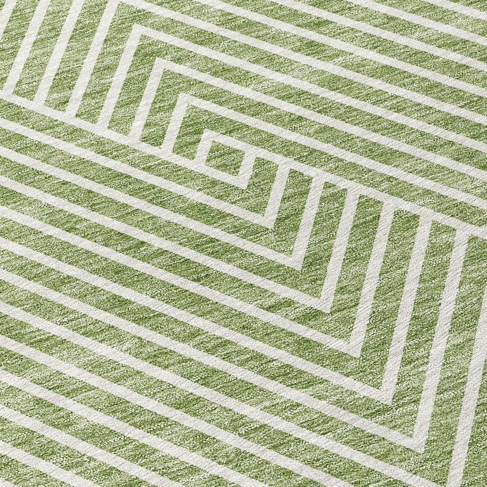 3' X 5' Sage And Ivory Geometric Washable Indoor Outdoor Area Rug