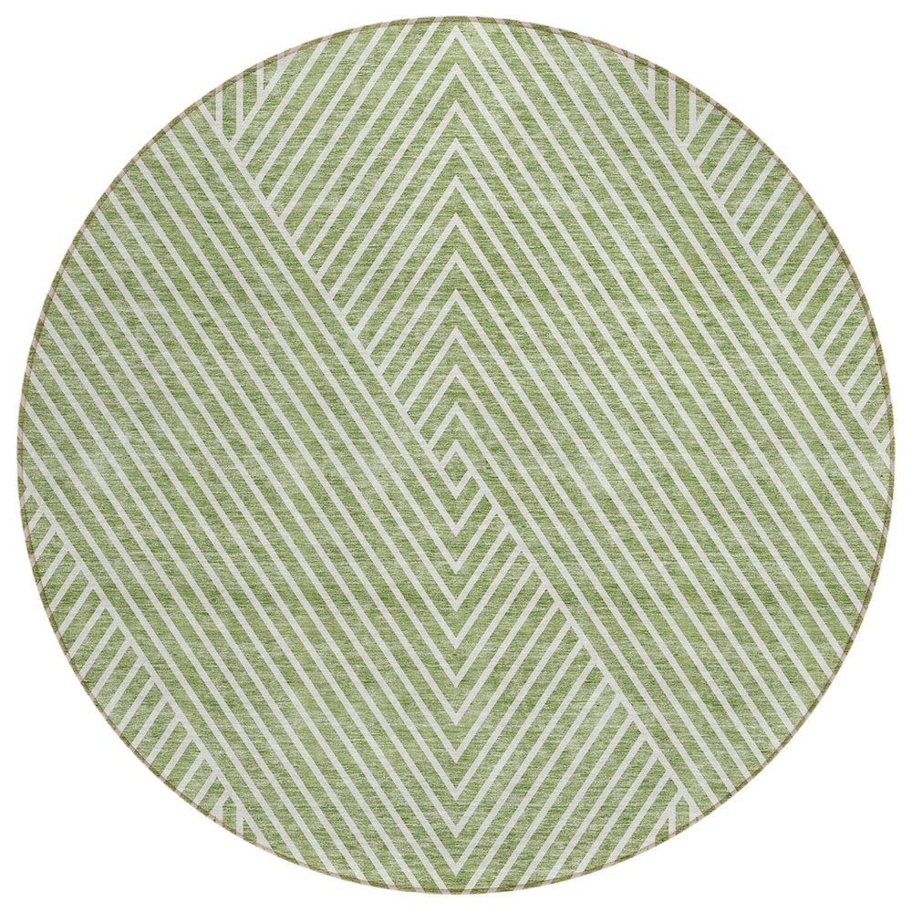 3' X 5' Sage And Ivory Geometric Washable Indoor Outdoor Area Rug
