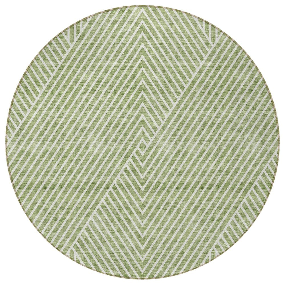 3' X 5' Sage And Ivory Geometric Washable Indoor Outdoor Area Rug