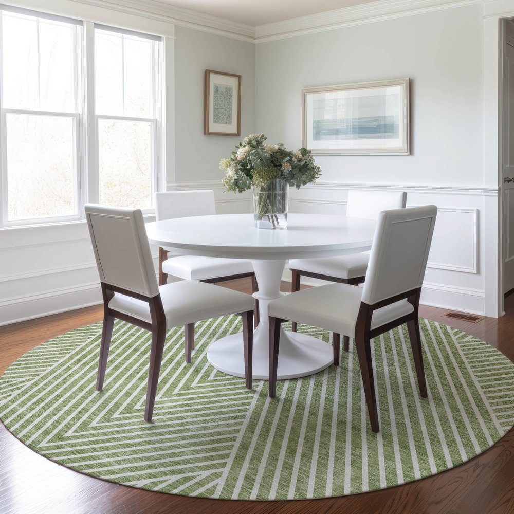3' X 5' Sage And Ivory Geometric Washable Indoor Outdoor Area Rug