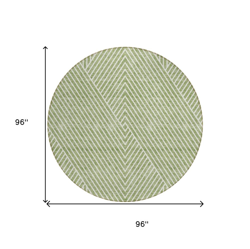 3' X 5' Sage And Ivory Geometric Washable Indoor Outdoor Area Rug
