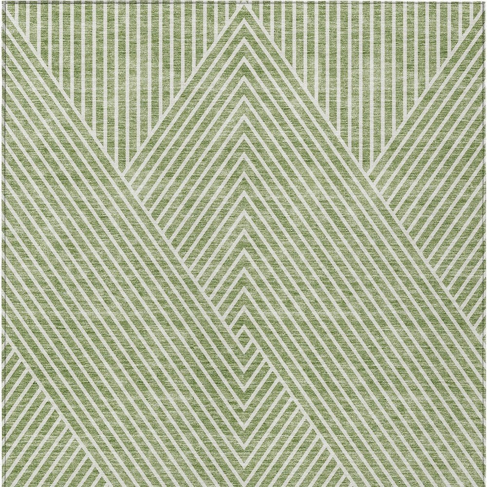 3' X 5' Sage And Ivory Geometric Washable Indoor Outdoor Area Rug