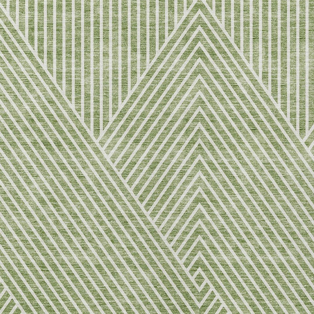 3' X 5' Sage And Ivory Geometric Washable Indoor Outdoor Area Rug