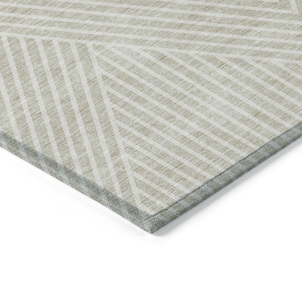 3' X 5' Beige And Ivory Geometric Washable Indoor Outdoor Area Rug