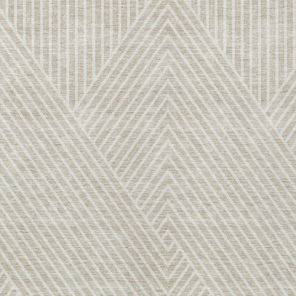 3' X 5' Beige And Ivory Geometric Washable Indoor Outdoor Area Rug