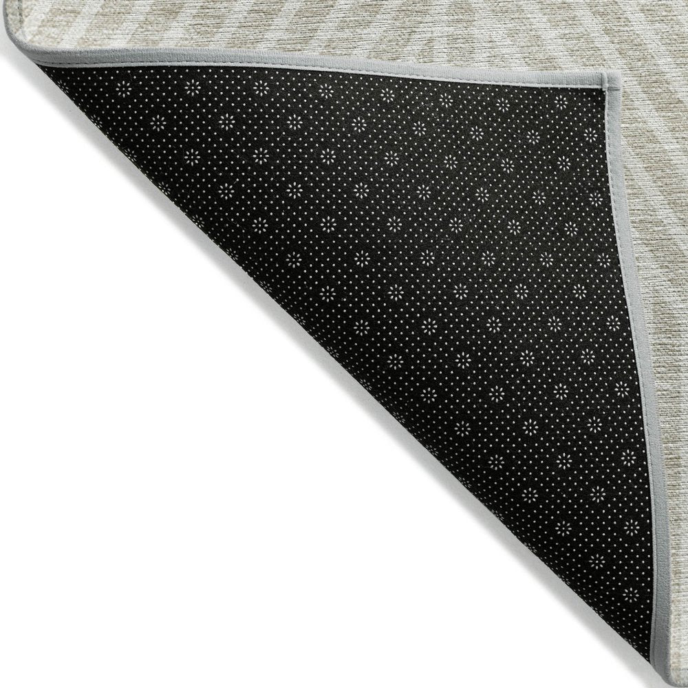 3' X 5' Beige And Ivory Geometric Washable Indoor Outdoor Area Rug