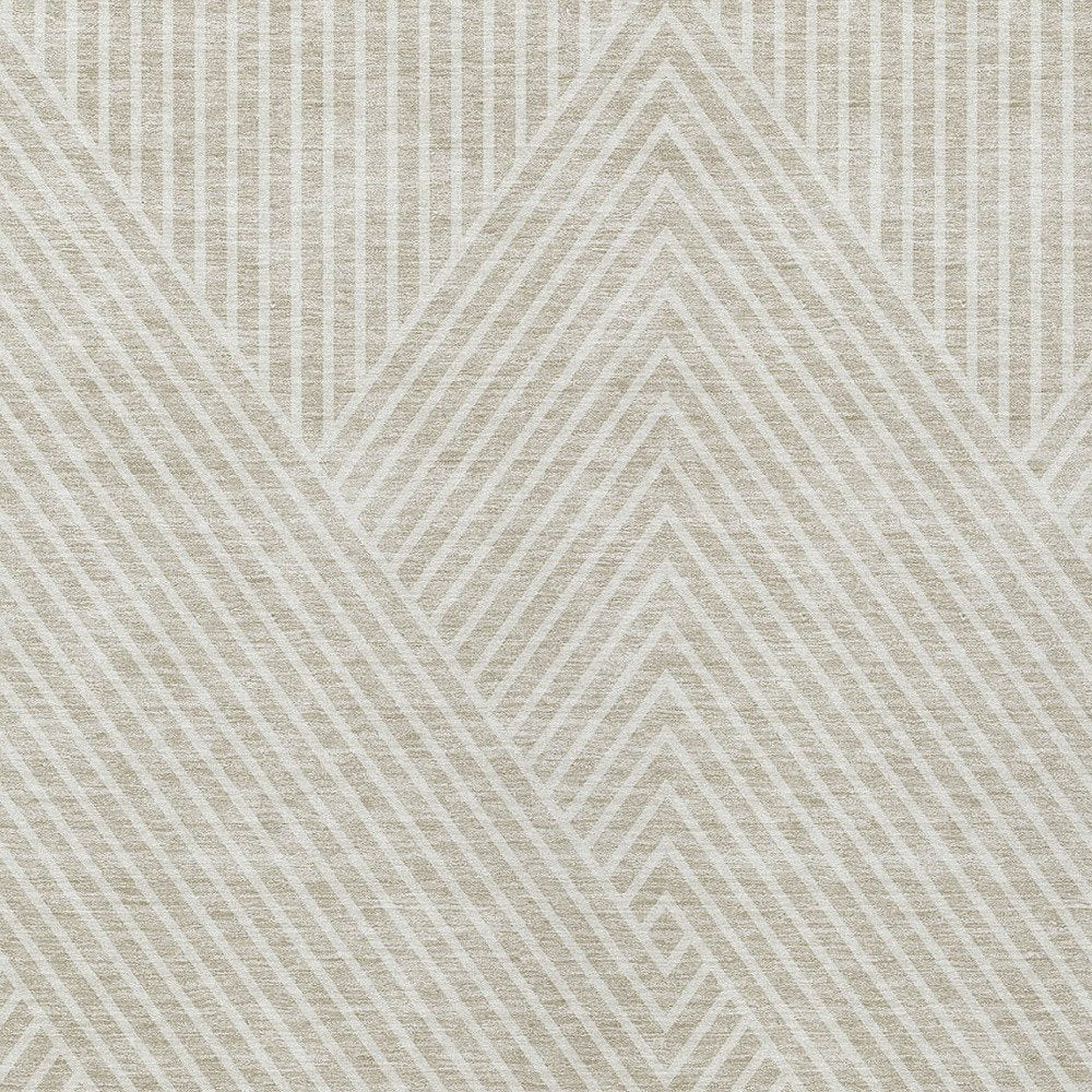 3' X 5' Beige And Ivory Geometric Washable Indoor Outdoor Area Rug