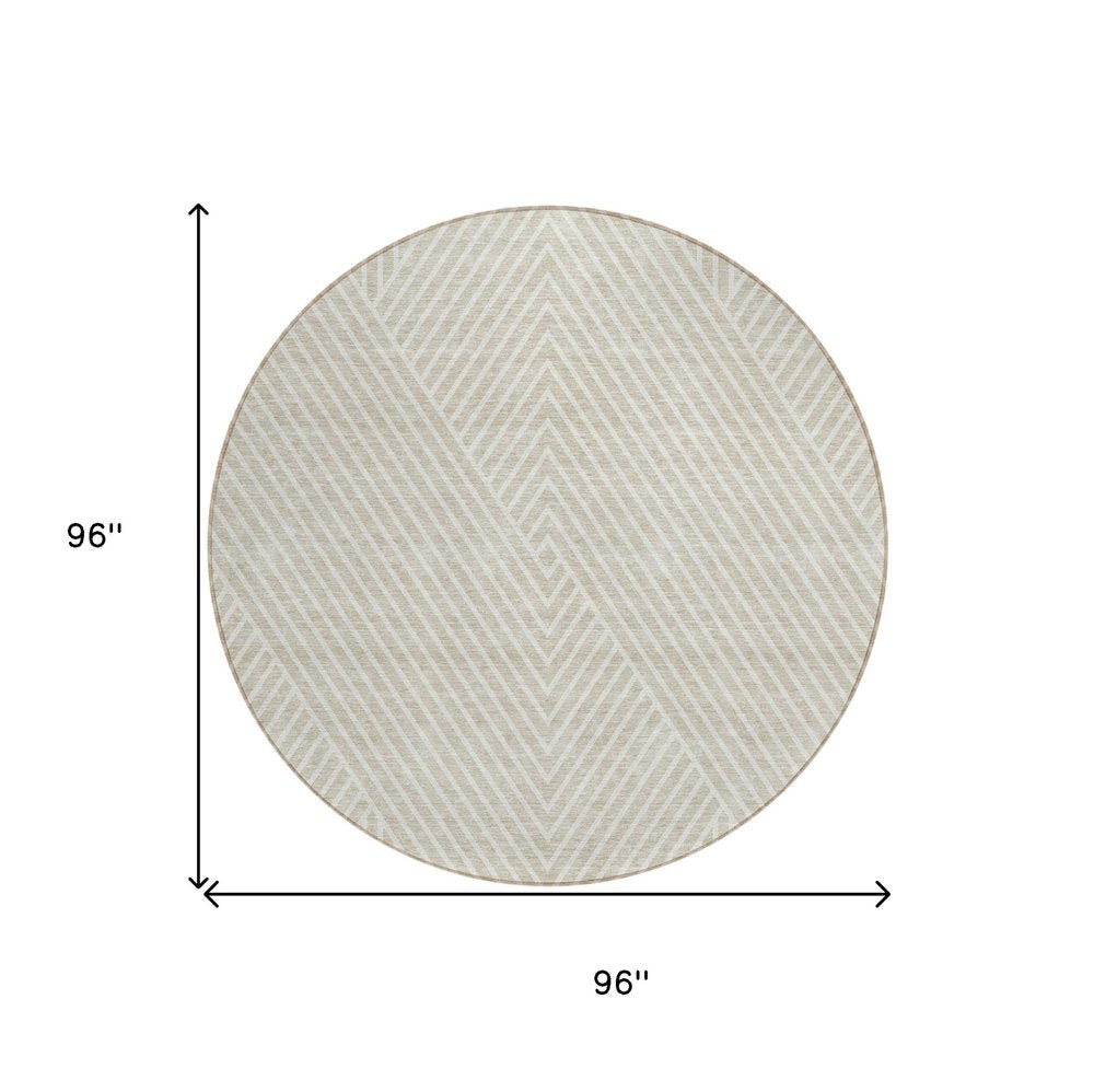 3' X 5' Beige And Ivory Geometric Washable Indoor Outdoor Area Rug