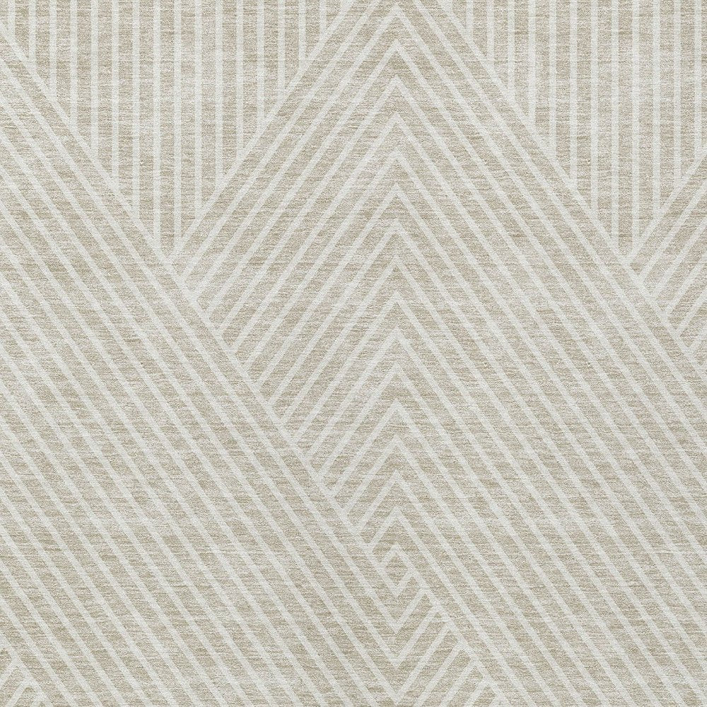 3' X 5' Beige And Ivory Geometric Washable Indoor Outdoor Area Rug