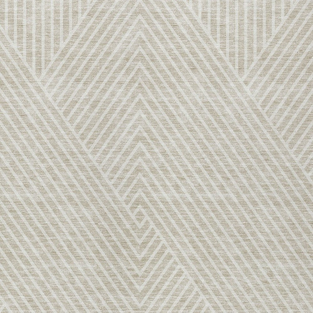 3' X 5' Beige And Ivory Geometric Washable Indoor Outdoor Area Rug