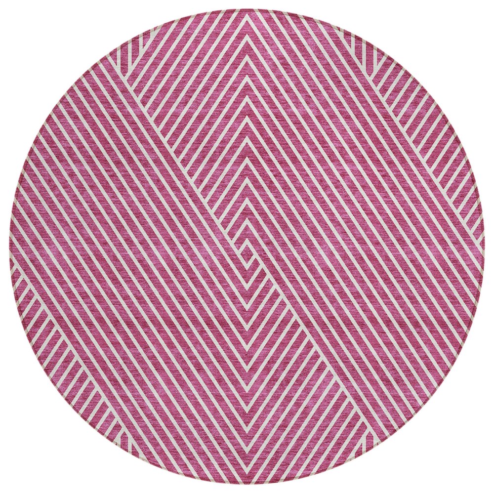 3' X 5' Blush And Ivory Geometric Washable Indoor Outdoor Area Rug