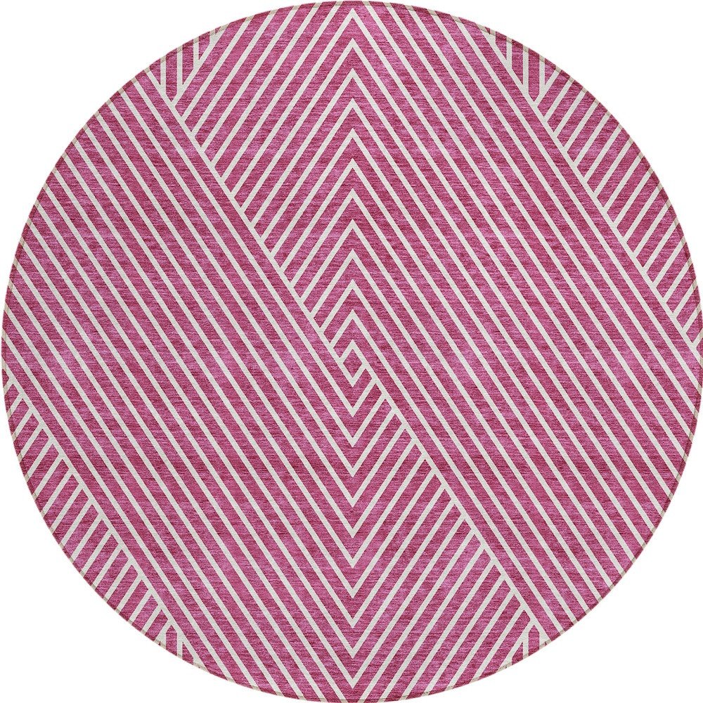3' X 5' Blush And Ivory Geometric Washable Indoor Outdoor Area Rug