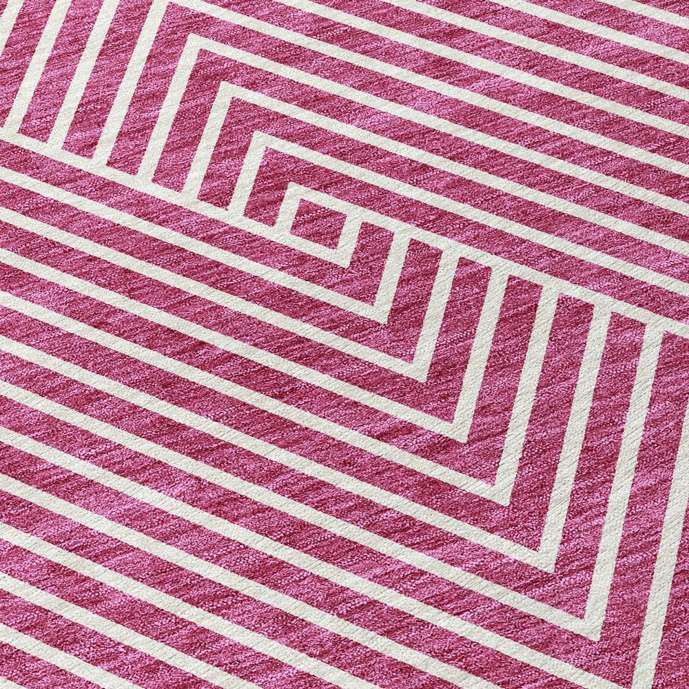3' X 5' Blush And Ivory Geometric Washable Indoor Outdoor Area Rug