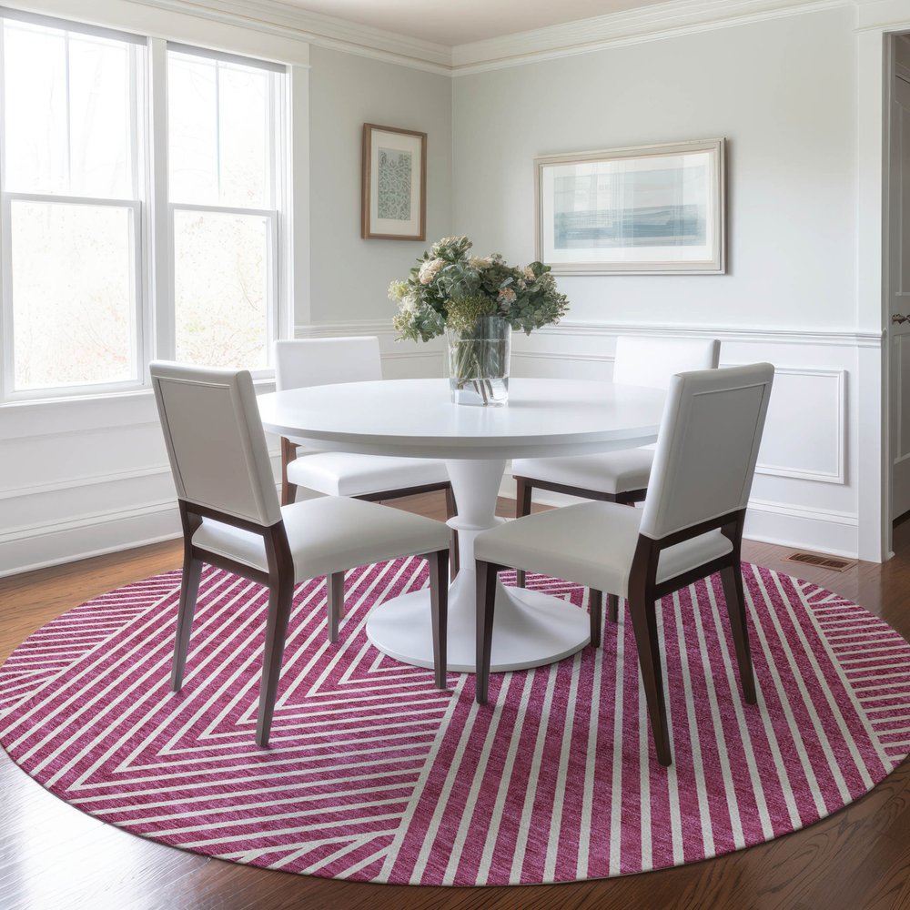 3' X 5' Blush And Ivory Geometric Washable Indoor Outdoor Area Rug
