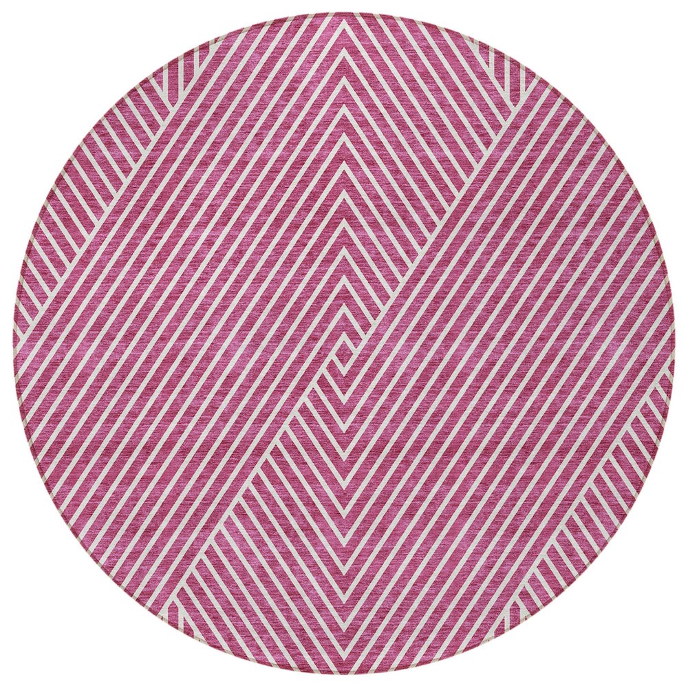 3' X 5' Blush And Ivory Geometric Washable Indoor Outdoor Area Rug