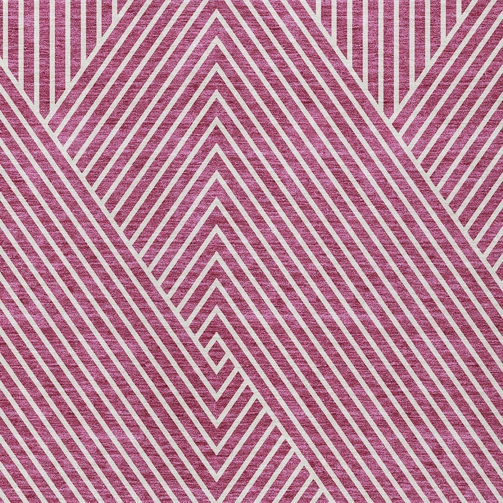 3' X 5' Blush And Ivory Geometric Washable Indoor Outdoor Area Rug