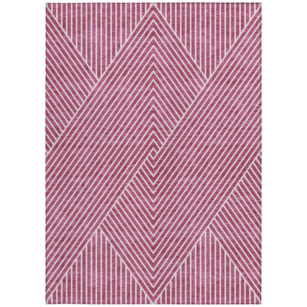3' X 5' Blush And Ivory Geometric Washable Indoor Outdoor Area Rug
