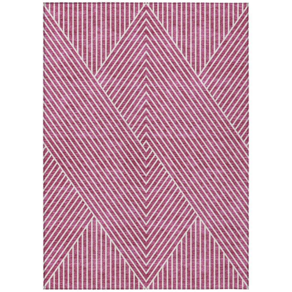 3' X 5' Blush And Ivory Geometric Washable Indoor Outdoor Area Rug