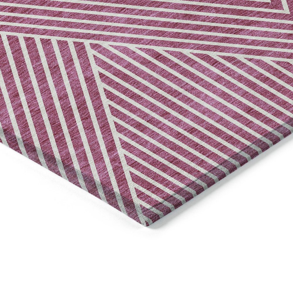 3' X 5' Blush And Ivory Geometric Washable Indoor Outdoor Area Rug