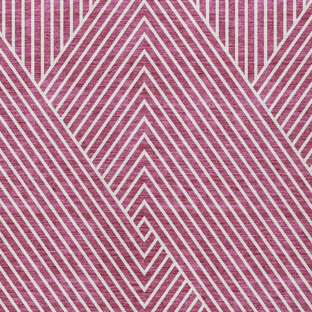 3' X 5' Blush And Ivory Geometric Washable Indoor Outdoor Area Rug