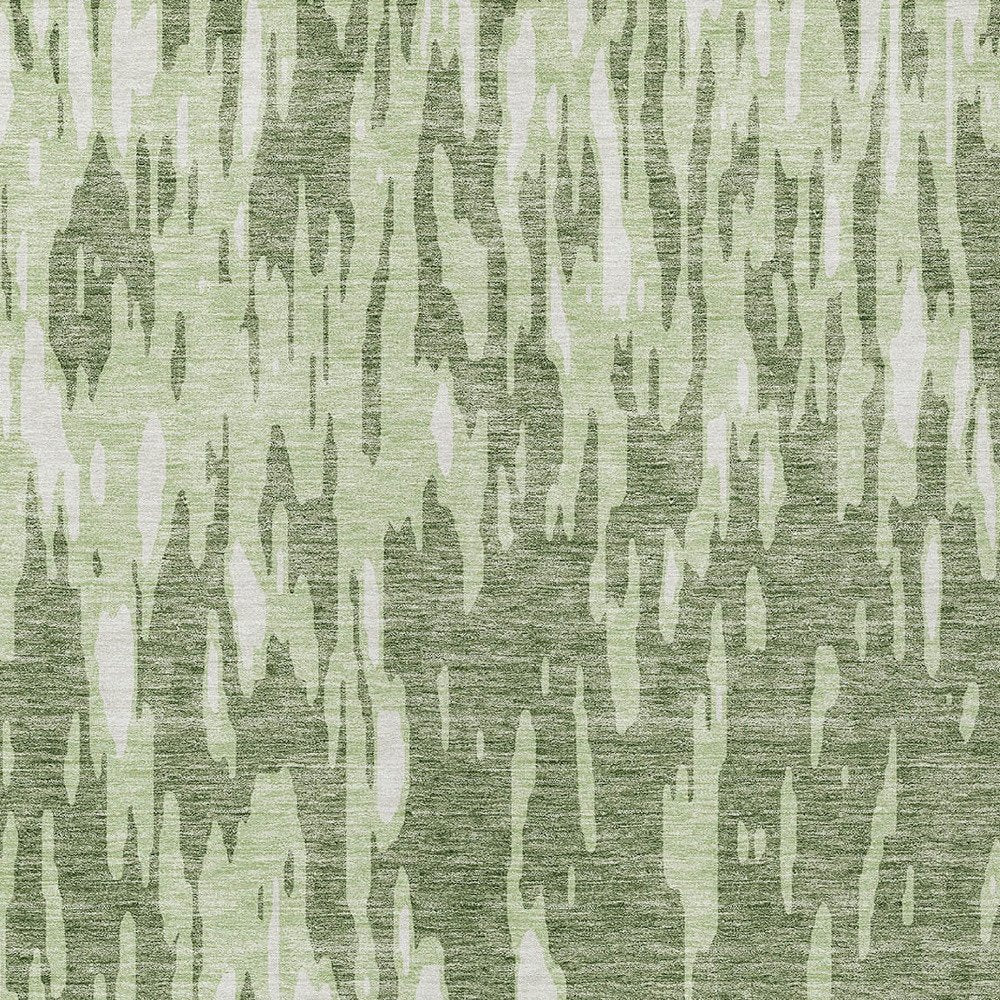3' X 5' Green And Ivory Abstract Washable Indoor Outdoor Area Rug