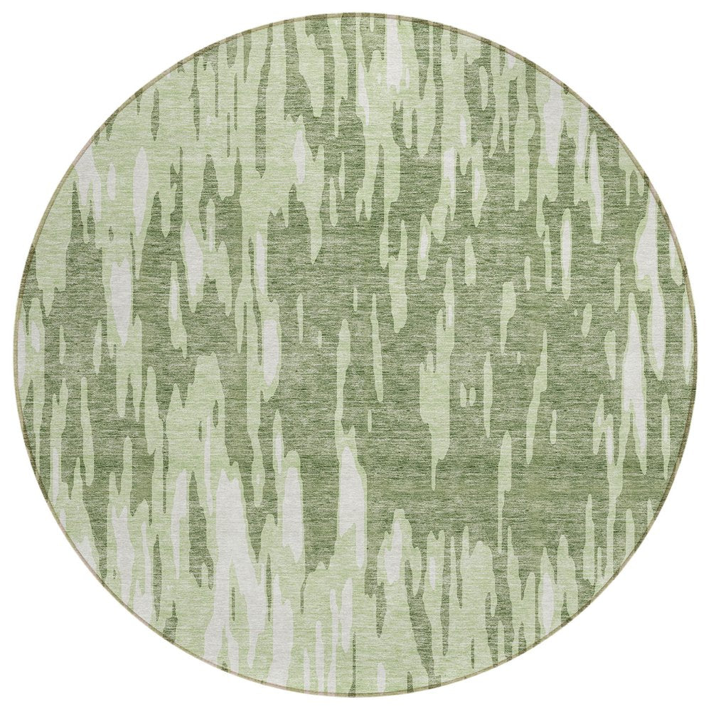 3' X 5' Green And Ivory Abstract Washable Indoor Outdoor Area Rug