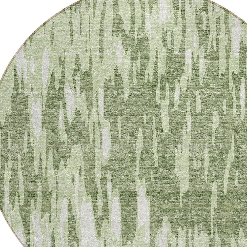 3' X 5' Green And Ivory Abstract Washable Indoor Outdoor Area Rug