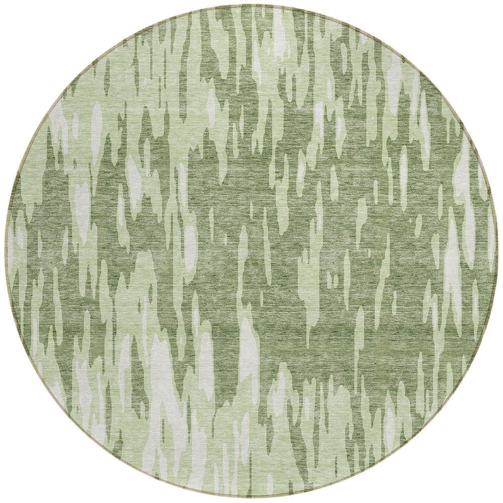 3' X 5' Green And Ivory Abstract Washable Indoor Outdoor Area Rug
