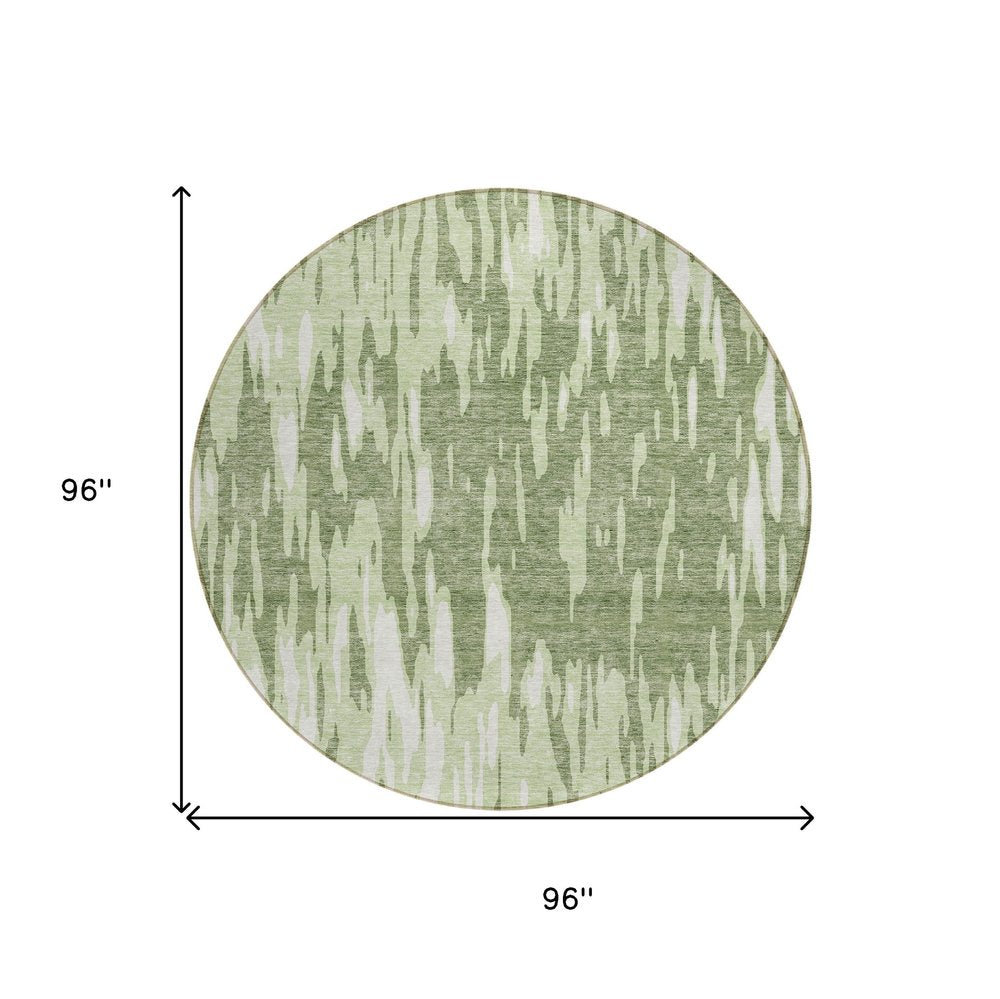 3' X 5' Green And Ivory Abstract Washable Indoor Outdoor Area Rug