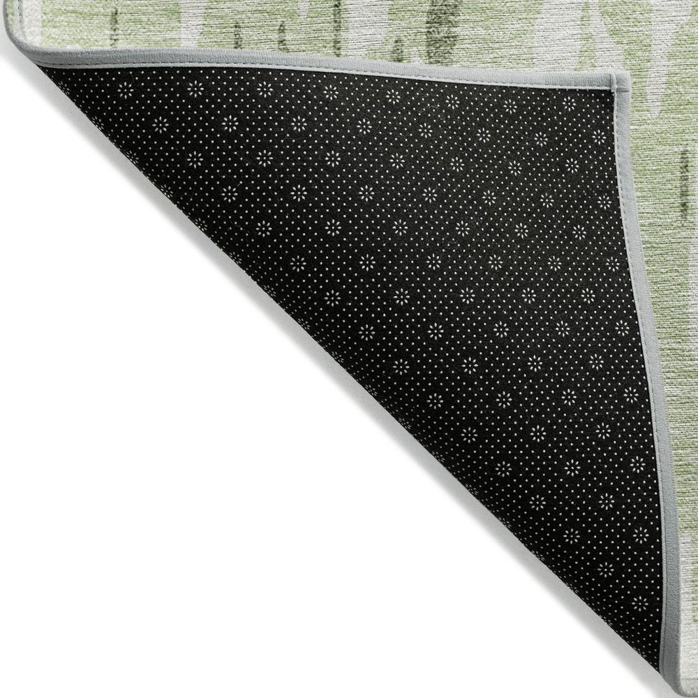 3' X 5' Green And Ivory Abstract Washable Indoor Outdoor Area Rug