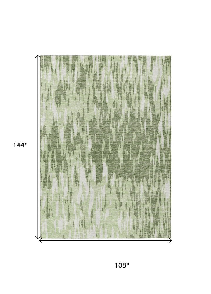 3' X 5' Green And Ivory Abstract Washable Indoor Outdoor Area Rug