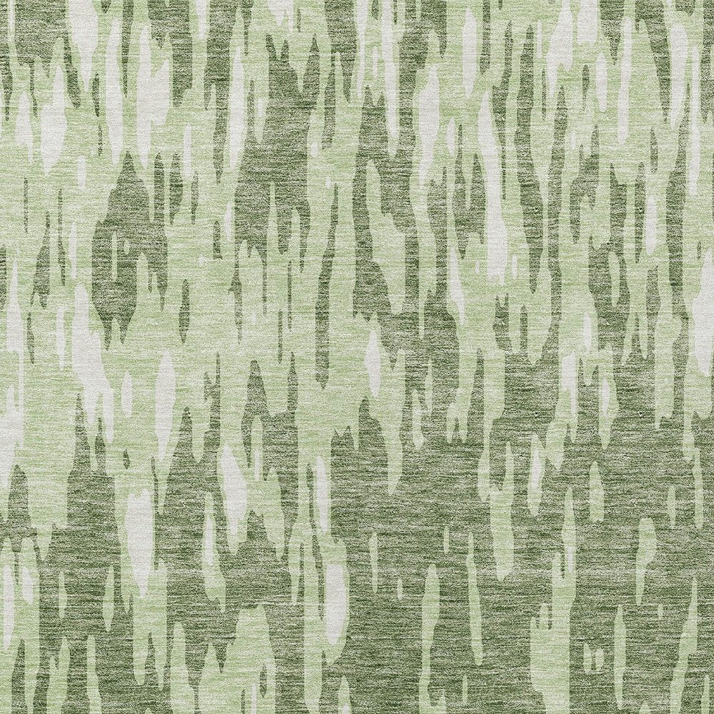 3' X 5' Green And Ivory Abstract Washable Indoor Outdoor Area Rug