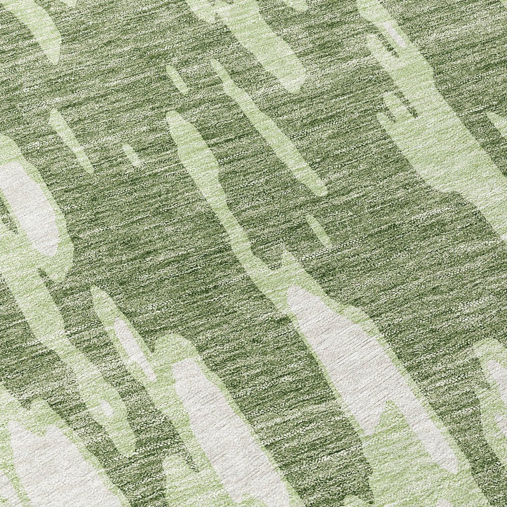 3' X 5' Green And Ivory Abstract Washable Indoor Outdoor Area Rug