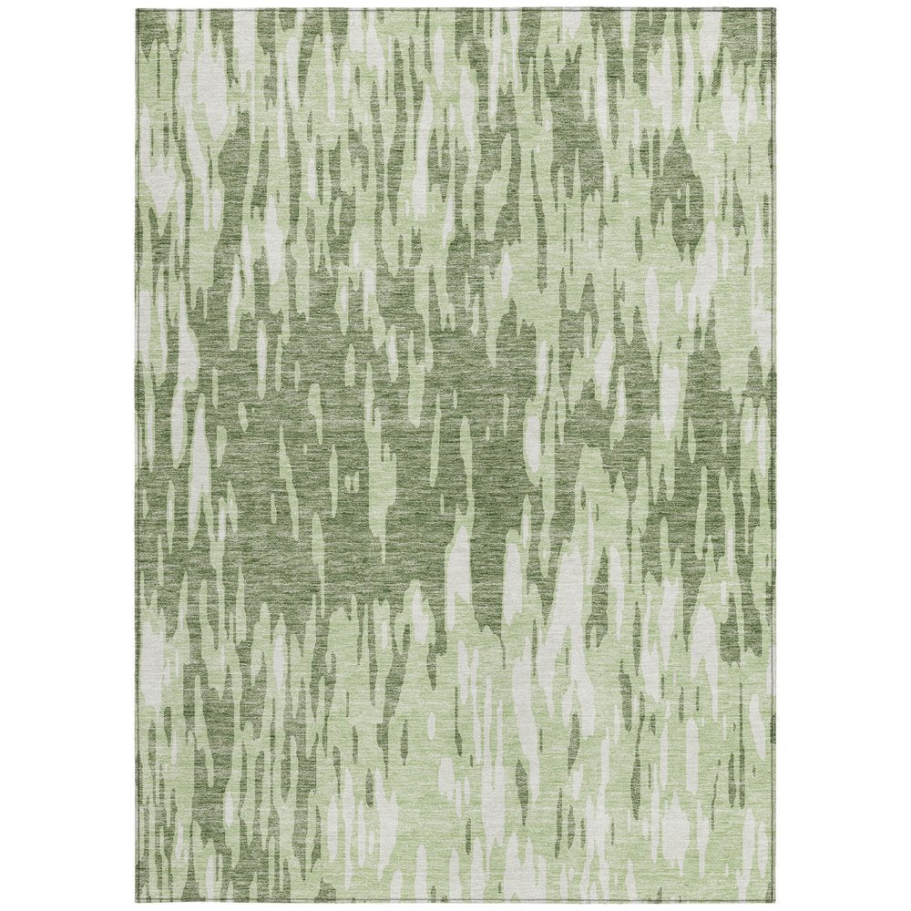 3' X 5' Green And Ivory Abstract Washable Indoor Outdoor Area Rug
