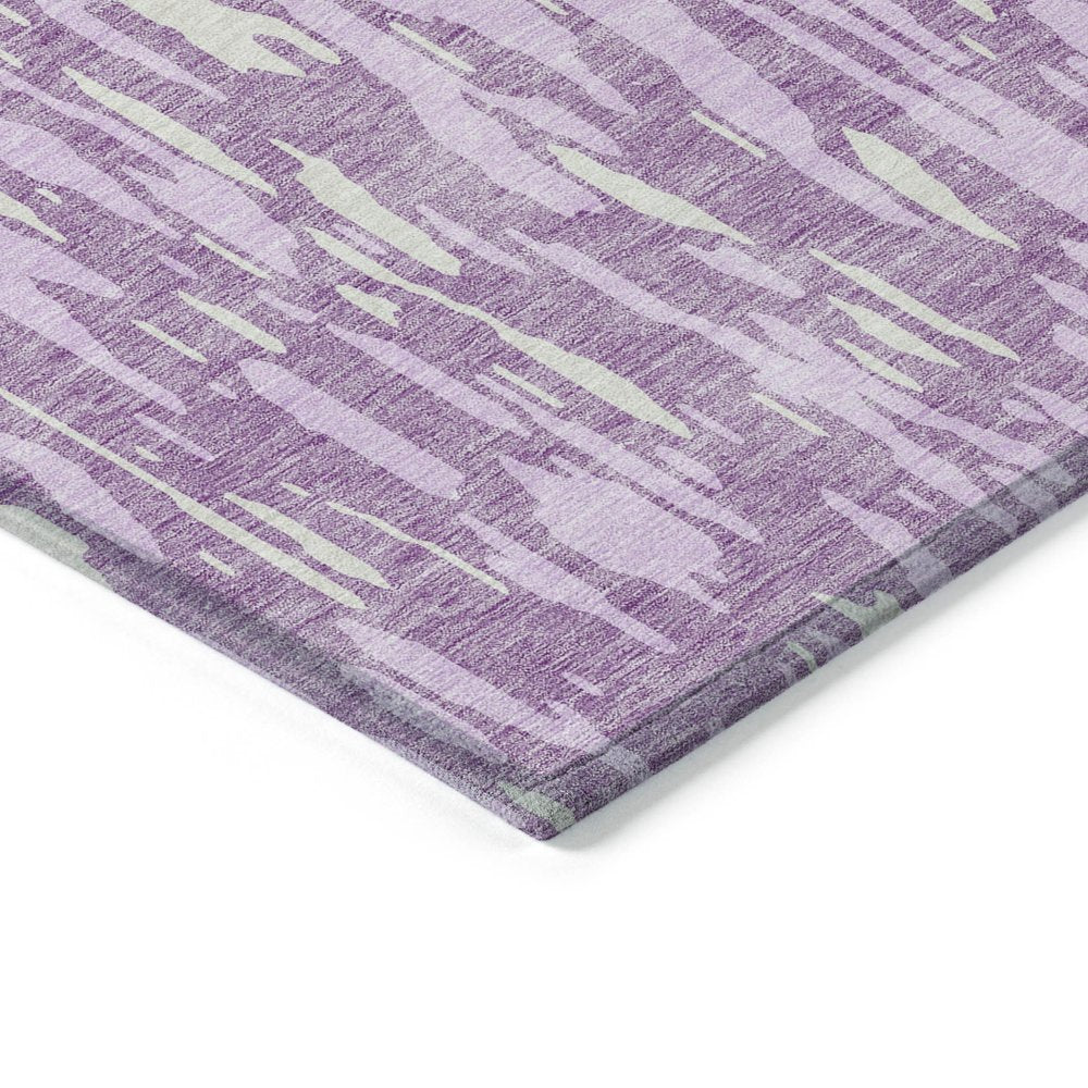 3' X 5' Lavender And Ivory Abstract Washable Indoor Outdoor Area Rug