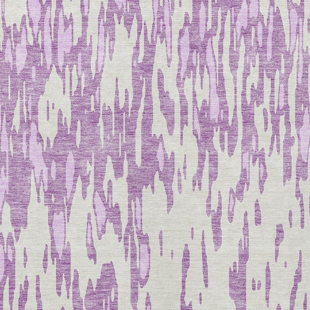 3' X 5' Lavender And Ivory Abstract Washable Indoor Outdoor Area Rug