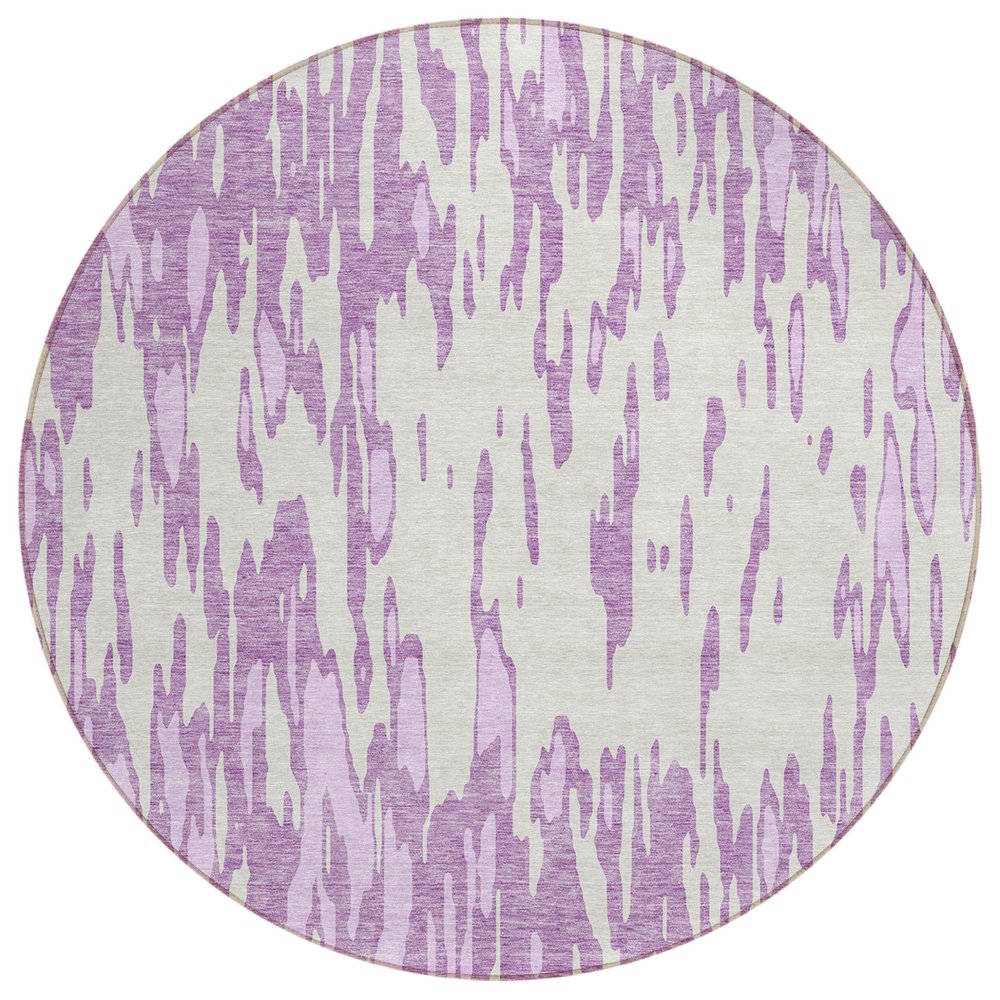 3' X 5' Lavender And Ivory Abstract Washable Indoor Outdoor Area Rug
