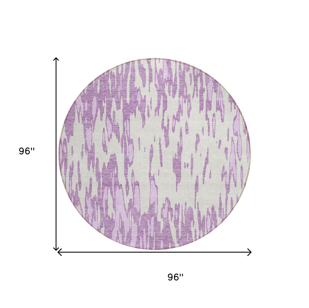 3' X 5' Lavender And Ivory Abstract Washable Indoor Outdoor Area Rug