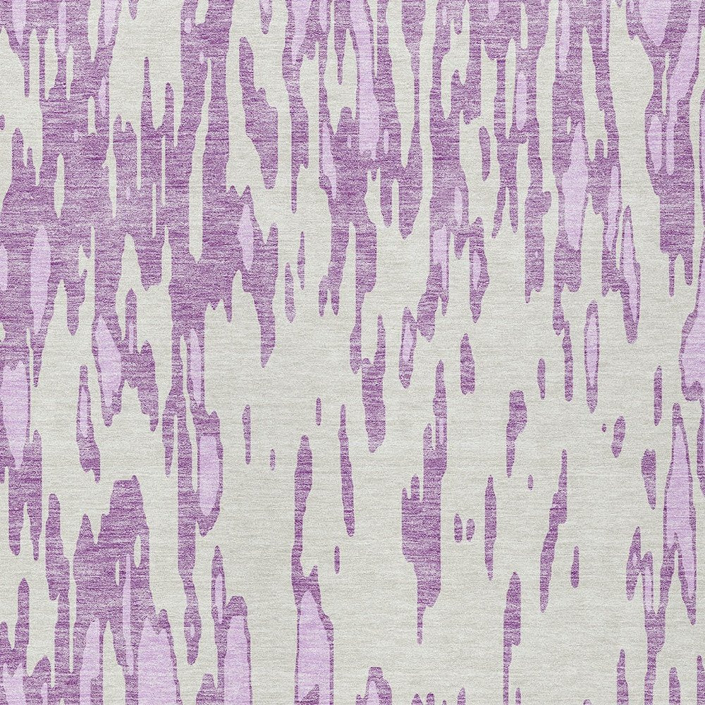 3' X 5' Lavender And Ivory Abstract Washable Indoor Outdoor Area Rug