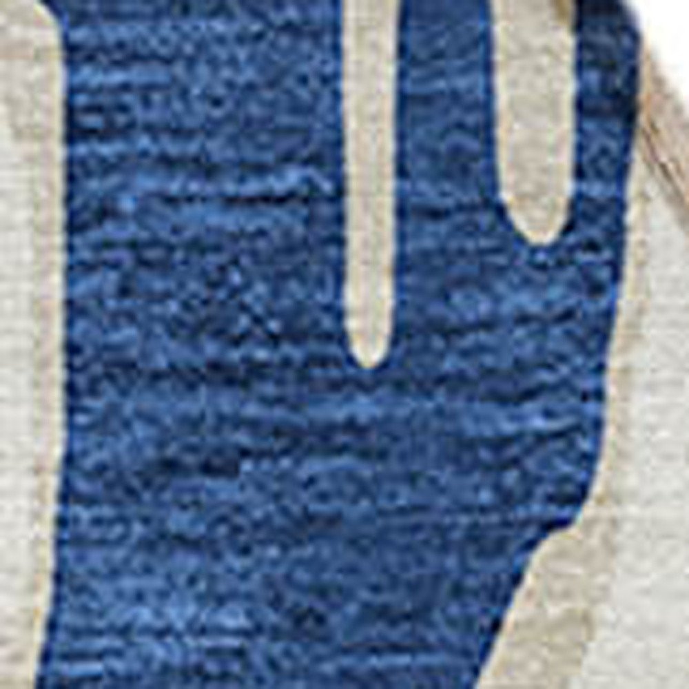 3' X 5' Navy Blue And Ivory Abstract Washable Indoor Outdoor Area Rug