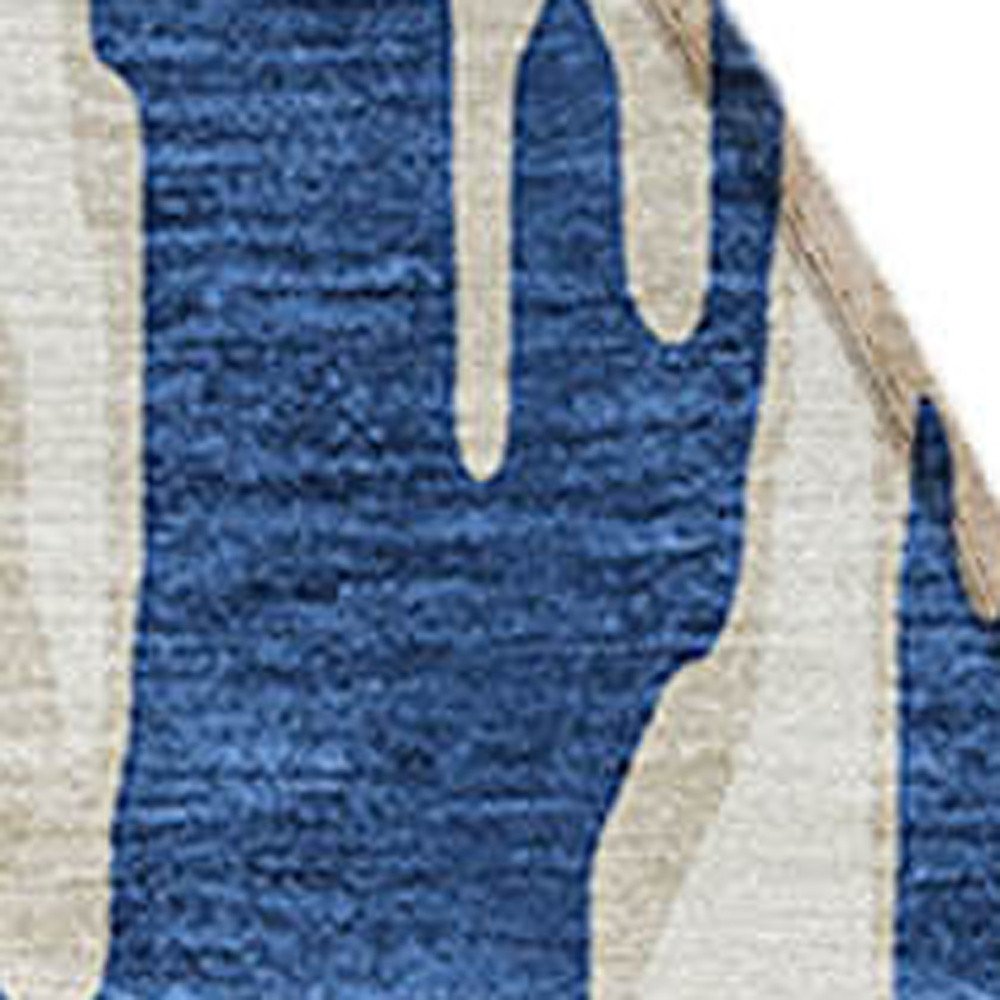 3' X 5' Navy Blue And Ivory Abstract Washable Indoor Outdoor Area Rug
