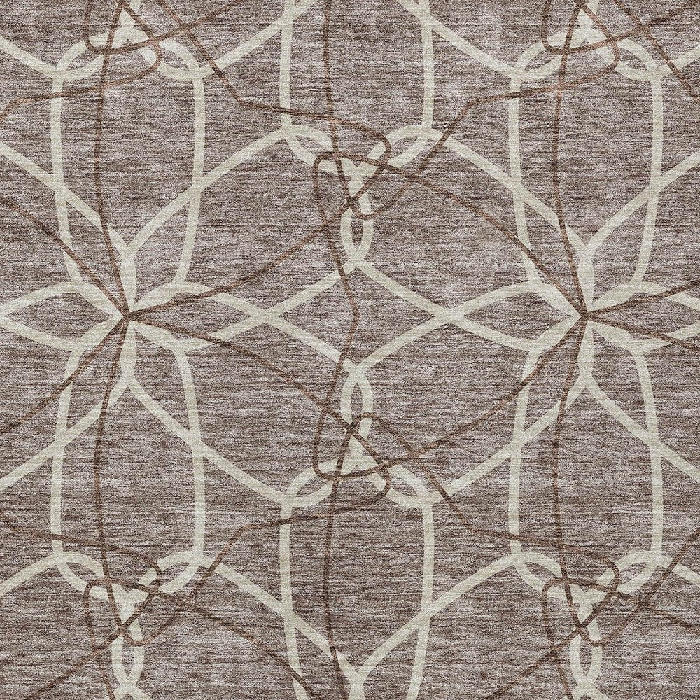 3' X 5' Taupe And Ivory Geometric Washable Indoor Outdoor Area Rug