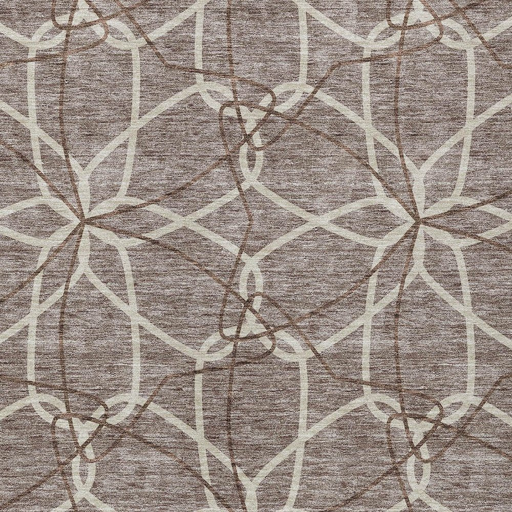 3' X 5' Taupe And Ivory Geometric Washable Indoor Outdoor Area Rug